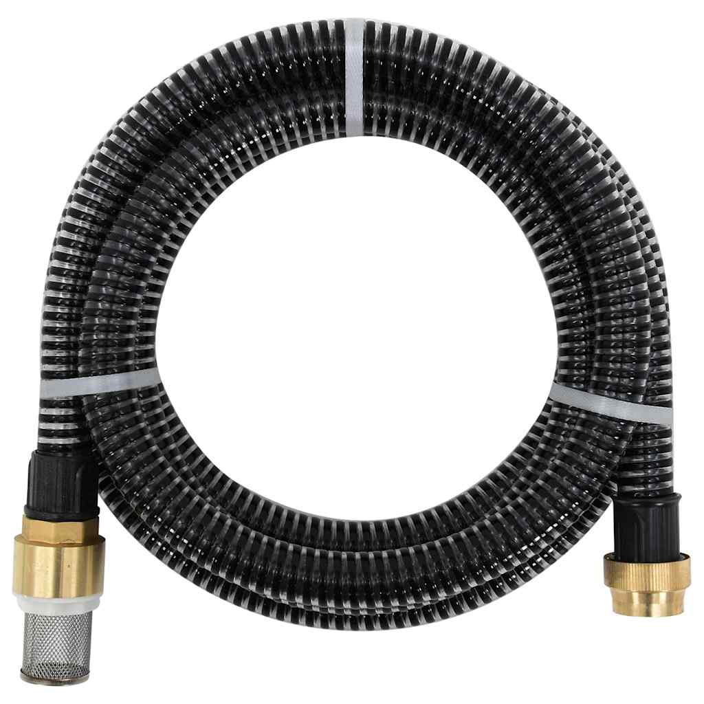 Vidaxl zuigslang met messing koppelingen 1,1'' 3 m pvc zwart