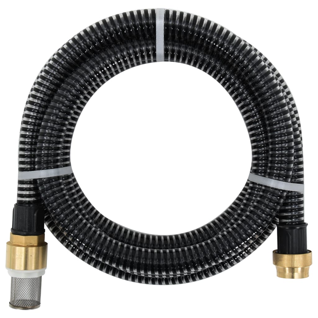 Vidaxl Sucking hose with brass couplings 1.1 '' 3 m PVC Black