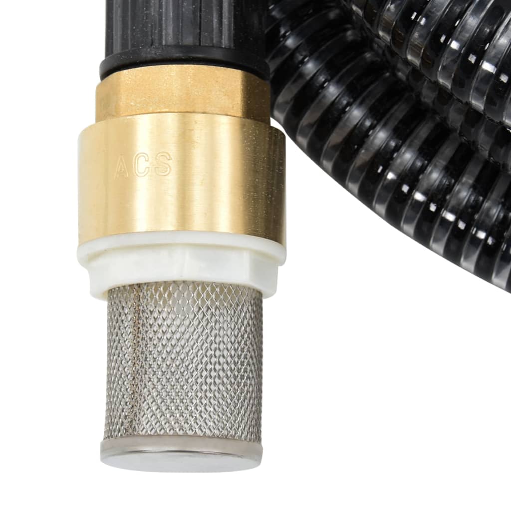 Vidaxl Sucking hose with brass couplings 1.1 '' 3 m PVC Black