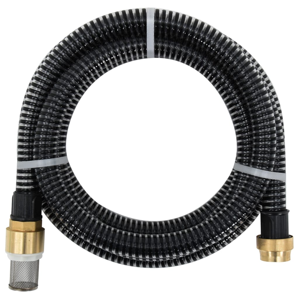 Vidaxl Sucking hose with brass couplings 1.1 '' 5 m PVC Black