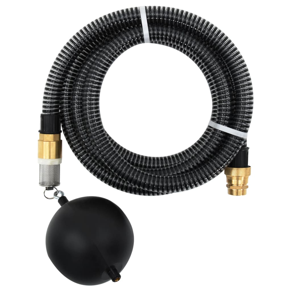 Vidaxl Sucking tuyau avec accouplements en laiton 1.1 '' 7 M PVC noir