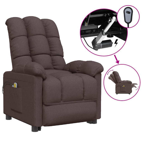 Vidaxl massagestoel elektrisch verstelbaar stof donkerbruin