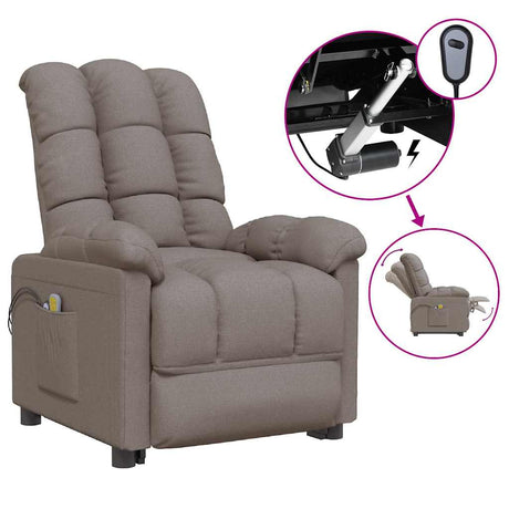 Vidaxl massagestoel elektrisch stof taupe