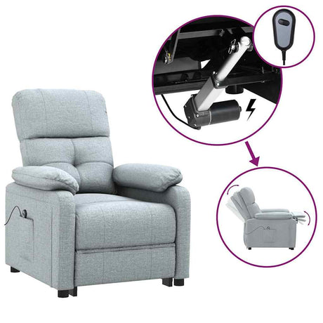 Vidaxl fauteuil elektrisch verstelbaar stof lichtgrijs