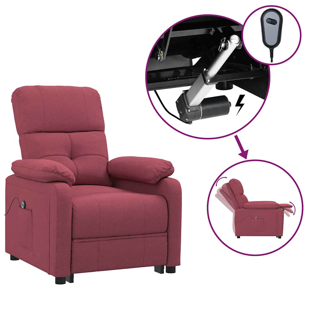 Vidaxl fauteuil verstelbaar elektrisch stof wijnrood