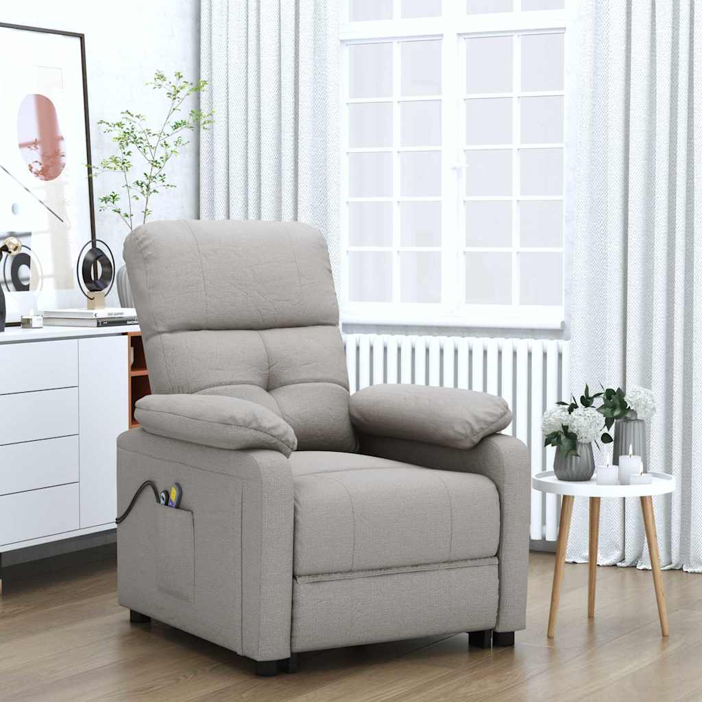 Vidaxl massagestoel elektrisch stof taupe