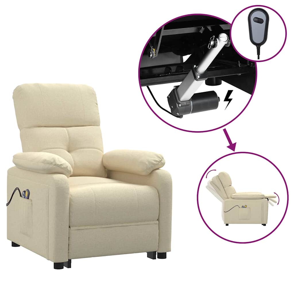 Vidaxl massagestoel elektrisch stof crèmekleurig
