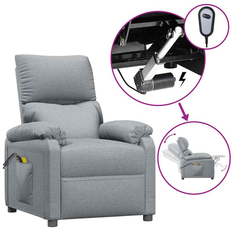 Vidaxl massagestoel elektrisch stof lichtgrijs