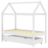 Vidaxl kinderbedframe met lade massief grenenhout 70x140 cm wit