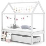 Vidaxl kinderbedframe met lade massief grenenhout 70x140 cm wit