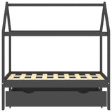 Vidaxl kinderbedframe met lade grenenhout donkergrijs 70x140 cm