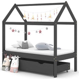 Vidaxl kinderbedframe met lade grenenhout donkergrijs 70x140 cm