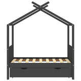 Vidaxl kinderbedframe met lade grenenhout donkergrijs 70x140 cm