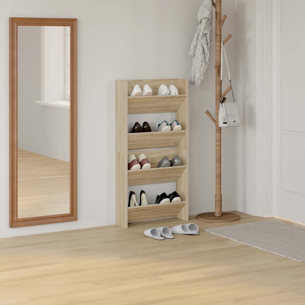 Vidaxl wandschoenenkasten 2 st 60x18x60 cm spaanplaat sonoma eiken