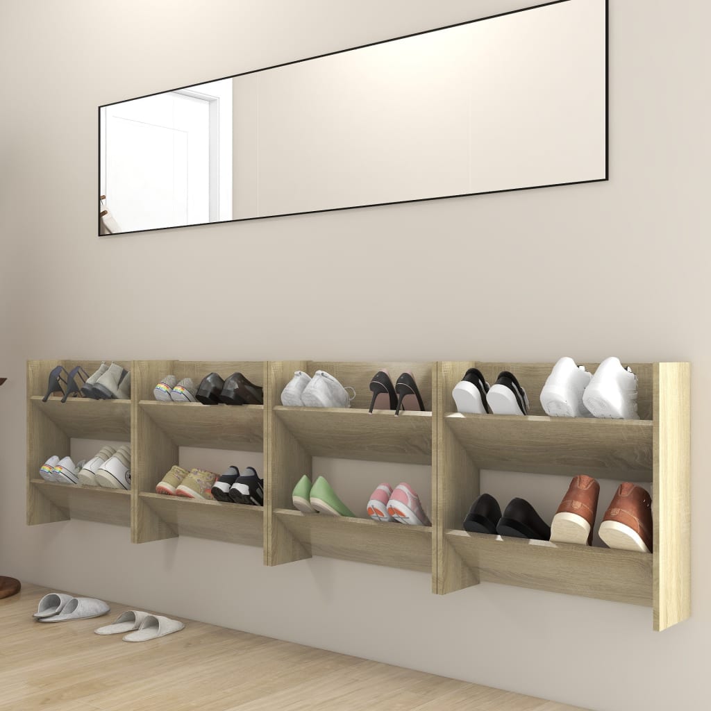 Vidaxl Wall Shoe Szafki 4 szt. 60x18x60 cm przetworzone drewniane dębowe dąb