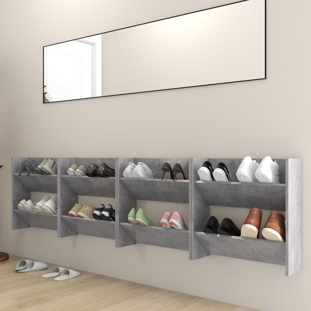 Vidaxl Wall Shoe Szafki 4 szt. 60x18x60 cm przetworzona drewniana cena betonu