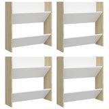 Gabinetes de zapatos de pared Vidaxl 4 st 60x18x60 cm de madera blanca soma roble