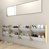 Vidaxl Wall Shoe Szafki 4 St 60x18x60 cm Wood White Sonoma Oak