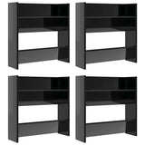 Vidaxl wandschoenenkasten 4 st 60x18x60 cm hout hoogglans zwart