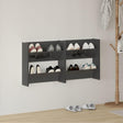 Vidaxl wandschoenenkasten 2 st 60x18x60 cm hout hoogglans grijs