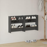 Vidaxl wandschoenenkasten 2 st 60x18x60 cm hout hoogglans grijs