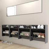 Vidaxl Wall Shoe Szafle 4 ST 60x18x60 cm Wood Gloss Grey