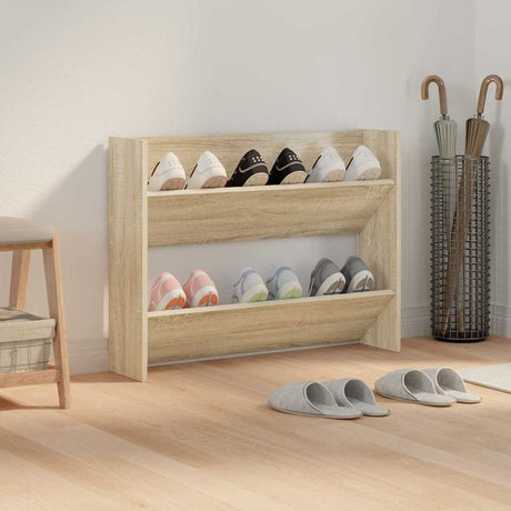 Vidaxl wandschoenenkast 80x18x60 cm bewerkt hout sonoma eikenkleurig