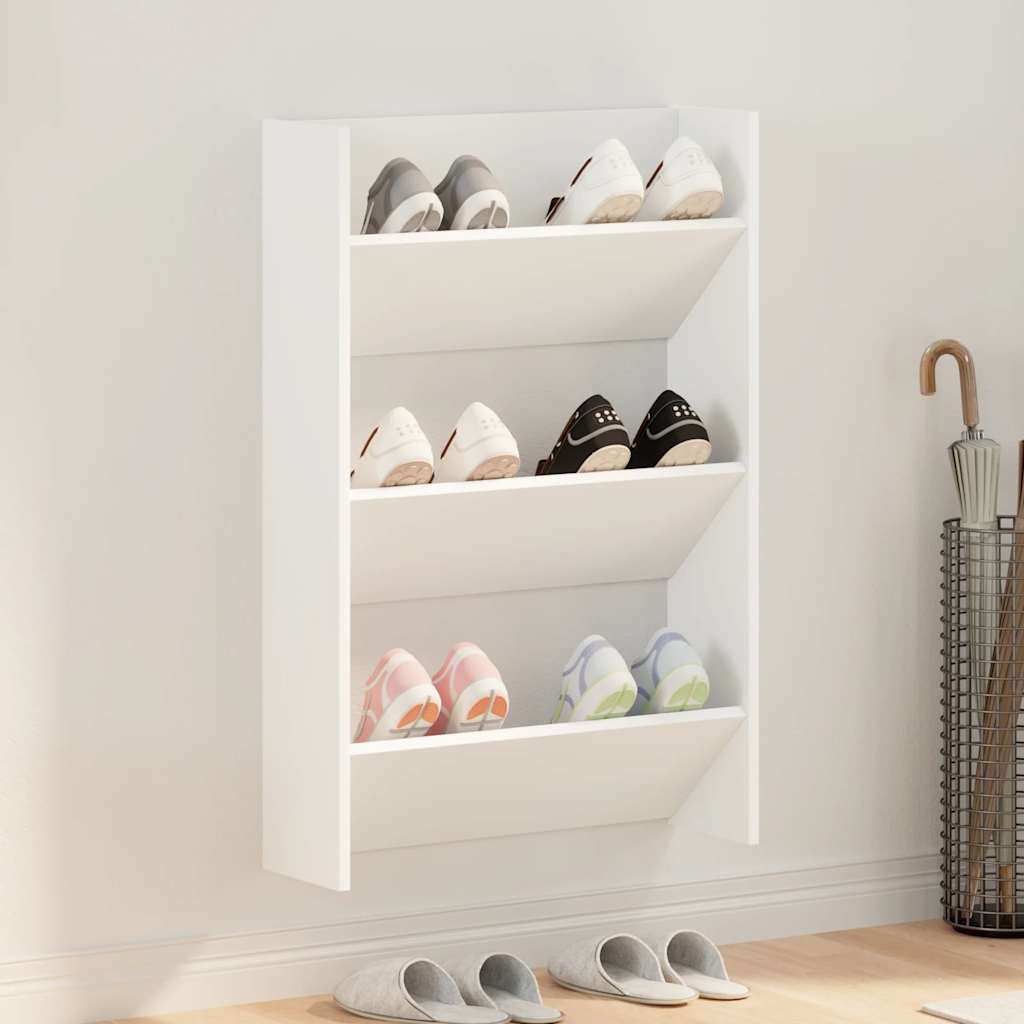 Vidaxl wandschoenenkast 60x18x90 cm spaanplaat wit