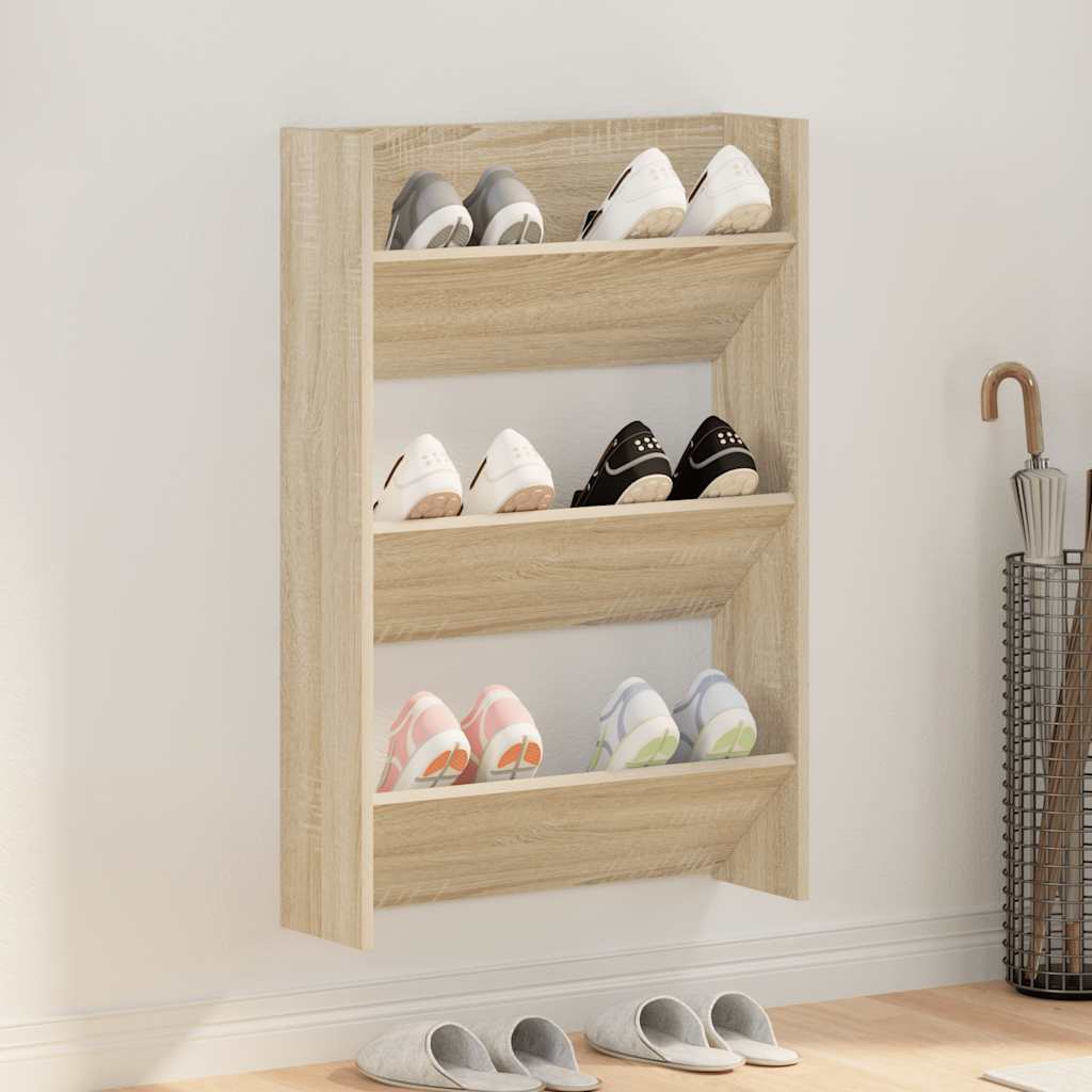 Vidaxl wandschoenenkast 60x18x90 cm spaanplaat sonoma eikenkleurig