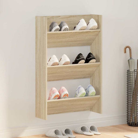 Vidaxl wandschoenenkast 60x18x90 cm spaanplaat sonoma eikenkleurig