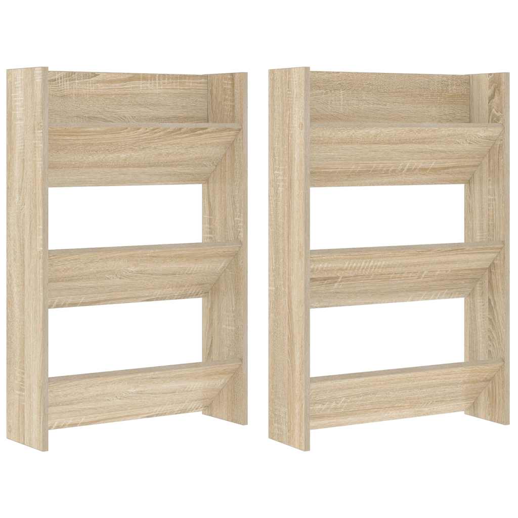 Vidaxl wandschoenenkasten 2 st 60x18x90 cm spaanplaat sonoma eiken