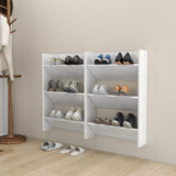 Vidaxl Wall Shoe Szafki 2 szt. 60x18x90 cm przetworzone drewno White Gloss White