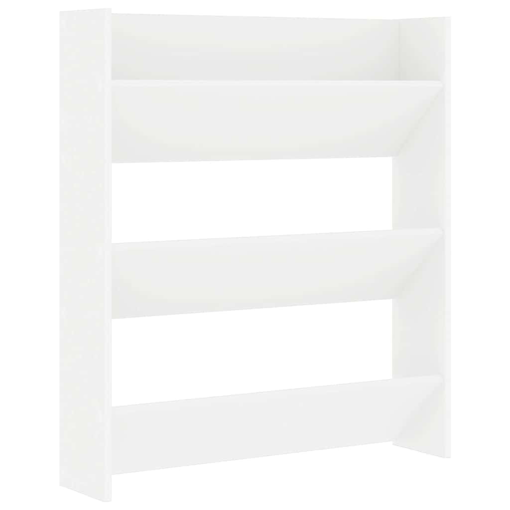 Vidaxl wandschoenenkast 80x18x90 cm bewerkt hout wit