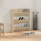 Vidaxl wandschoenenkast 80x18x90 cm bewerkt hout sonoma eikenkleur