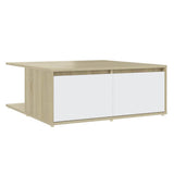 Vidaxl salontafel 80x80x31 cm bewerkt hout wit en sonoma eikenkleurig