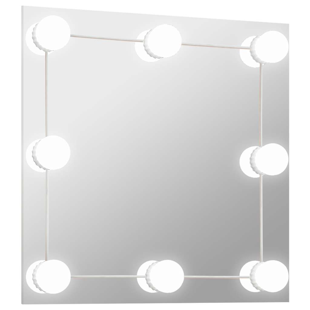 Vidaxl wandspiegel met led-lampen vierkant glas