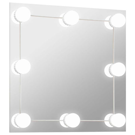 Vidaxl wandspiegel met led-lampen vierkant glas