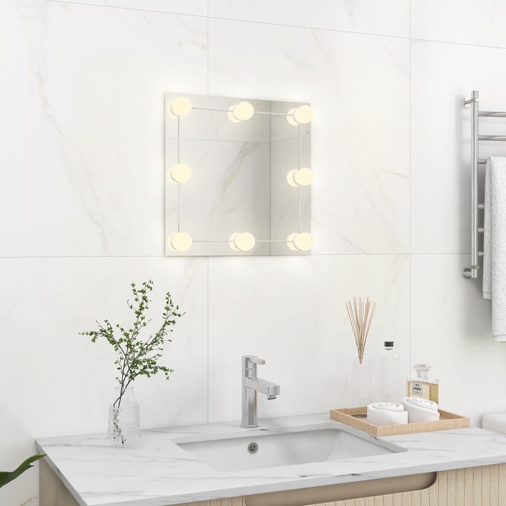 Vidaxl wall mirror with LED lamps square glass