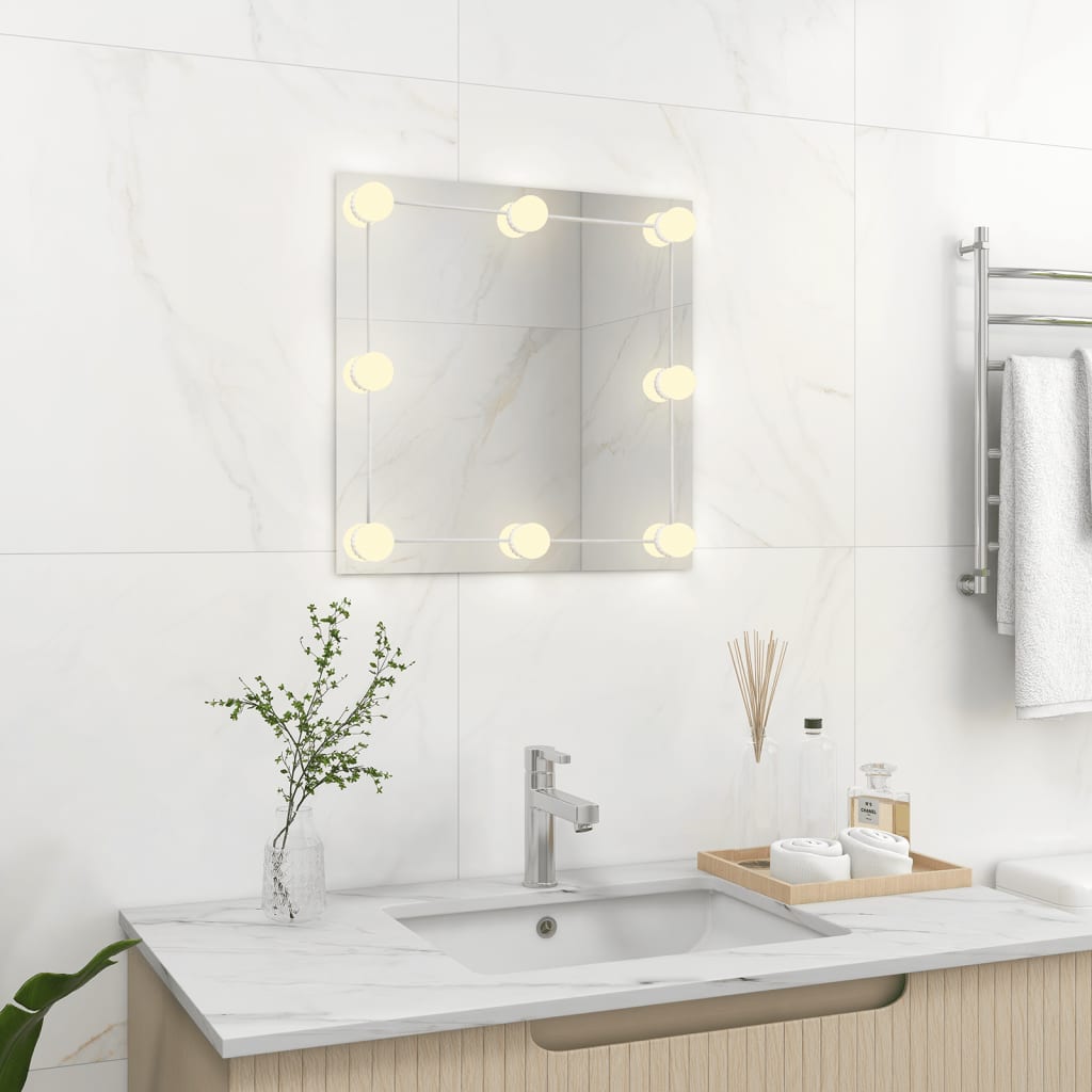 Vidaxl wall mirror with LED lamps square glass