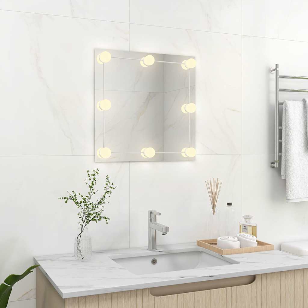 Vidaxl wandspiegel met led-lampen vierkant glas