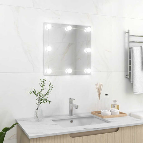 Vidaxl wandspiegel met led-lampen vierkant glas