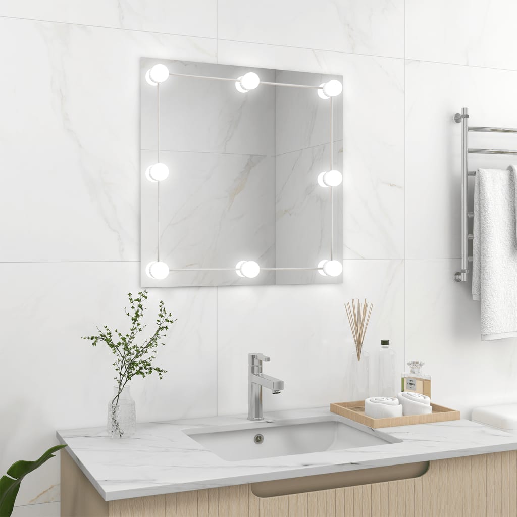 Vidaxl wall mirror with LED lamps square glass