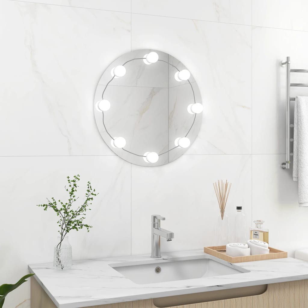 Vidaxl Wall mirror with LED lamps around glass