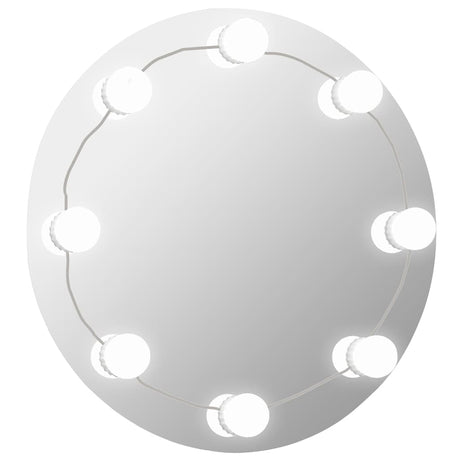 Vidaxl wandspiegel met led-lampen rond glas