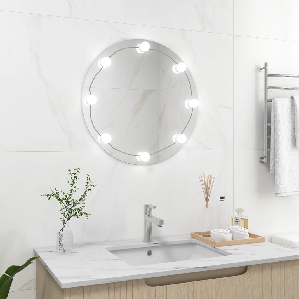 Vidaxl Wall mirror with LED lamps around glass