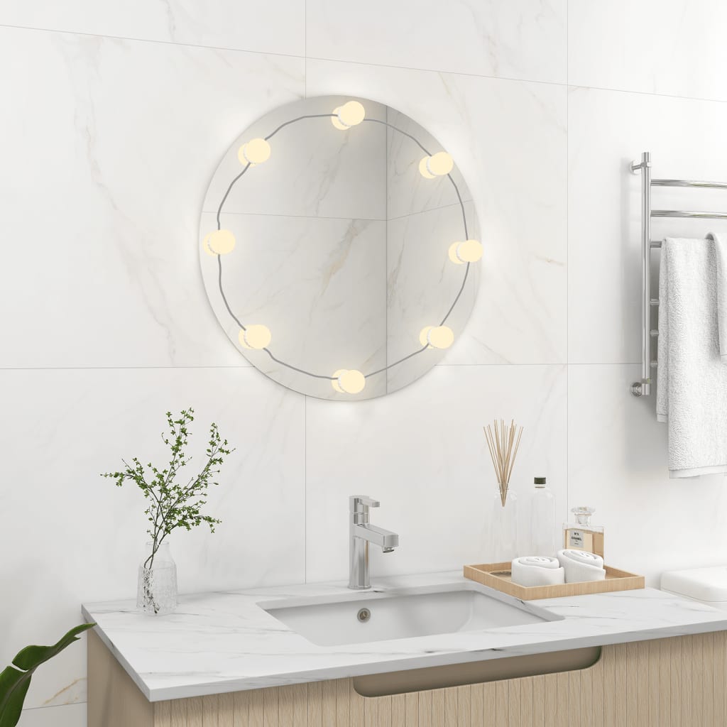 Vidaxl Wall mirror with LED lamps around glass