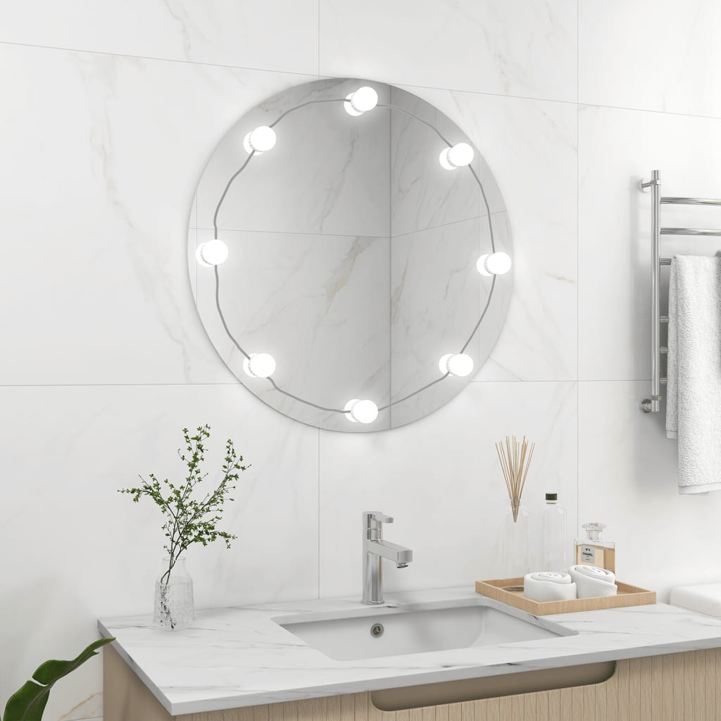 Vidaxl Wall mirror with LED lamps around glass