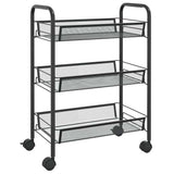 Vidaxl keukentrolley 3-laags 46x26x64 cm ijzer zwart