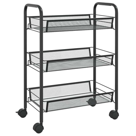 Vidaxl keukentrolley 3-laags 46x26x64 cm ijzer zwart