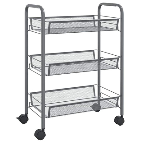 Vidaxl keukentrolley 3-laags 46x26x54 cm ijzer grijs